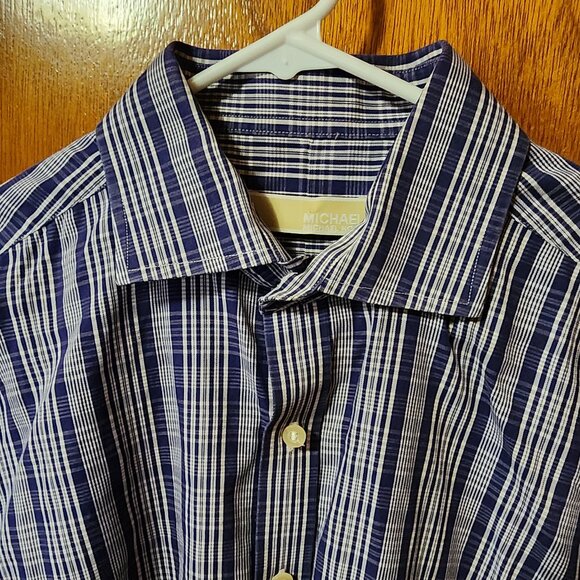 Michael Kors Other - Men's 16 1/2 32/33 Michael Kors Blue/White Check Long Sleeve Button Down Shirt